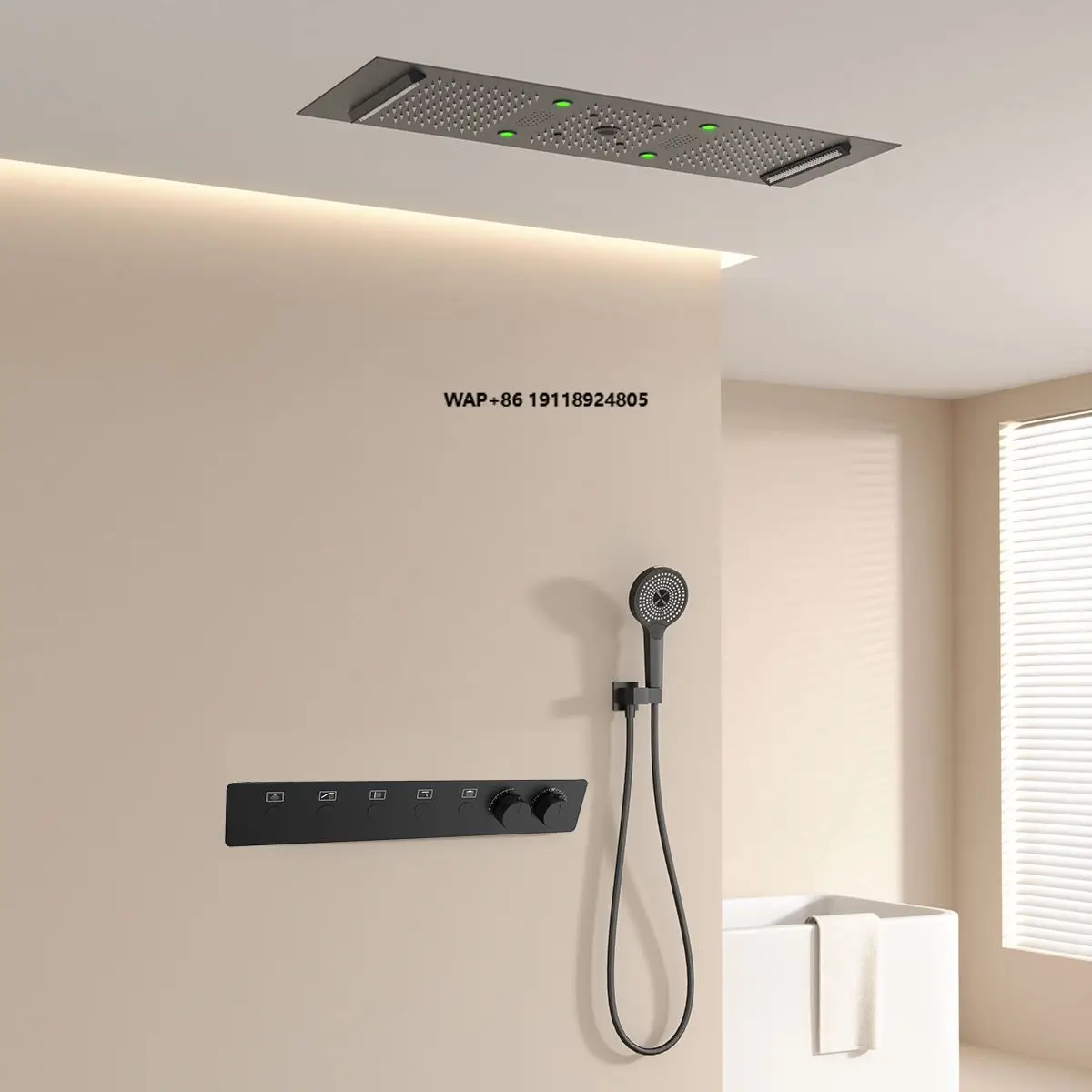 Luxury Smart Bathroom Shower Set Concealed Wall Mount Rain Waterfall Shower Head Thermostatic Brass Faucets Ceramic Valve Core