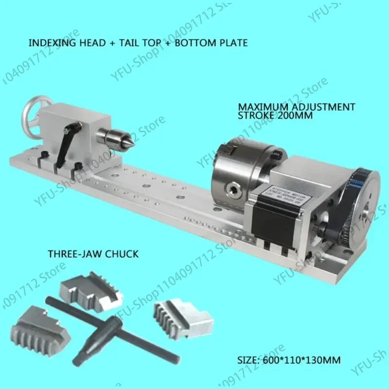 ชุดหัวจับเครื่องกลึงสามสี่แกน (แกนหมุน, หัวแบ่ง CNC) หัวเจาะ100มม. (เพลากลวง)