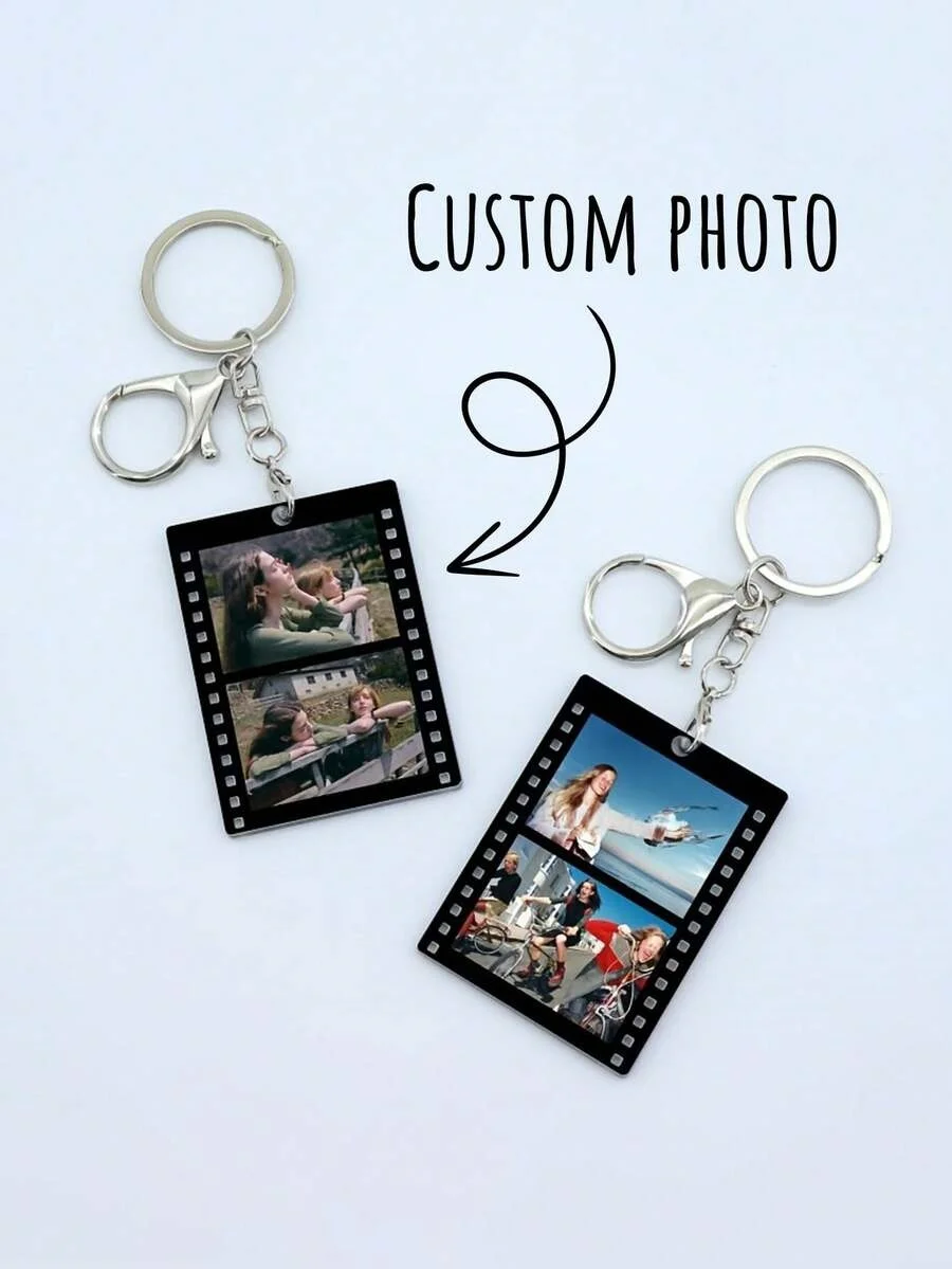 1PC Customized Movie Reel Acrylic Keychain Personalized with Photos Fun Text Gift for Friends Teachers Classmates Lovers