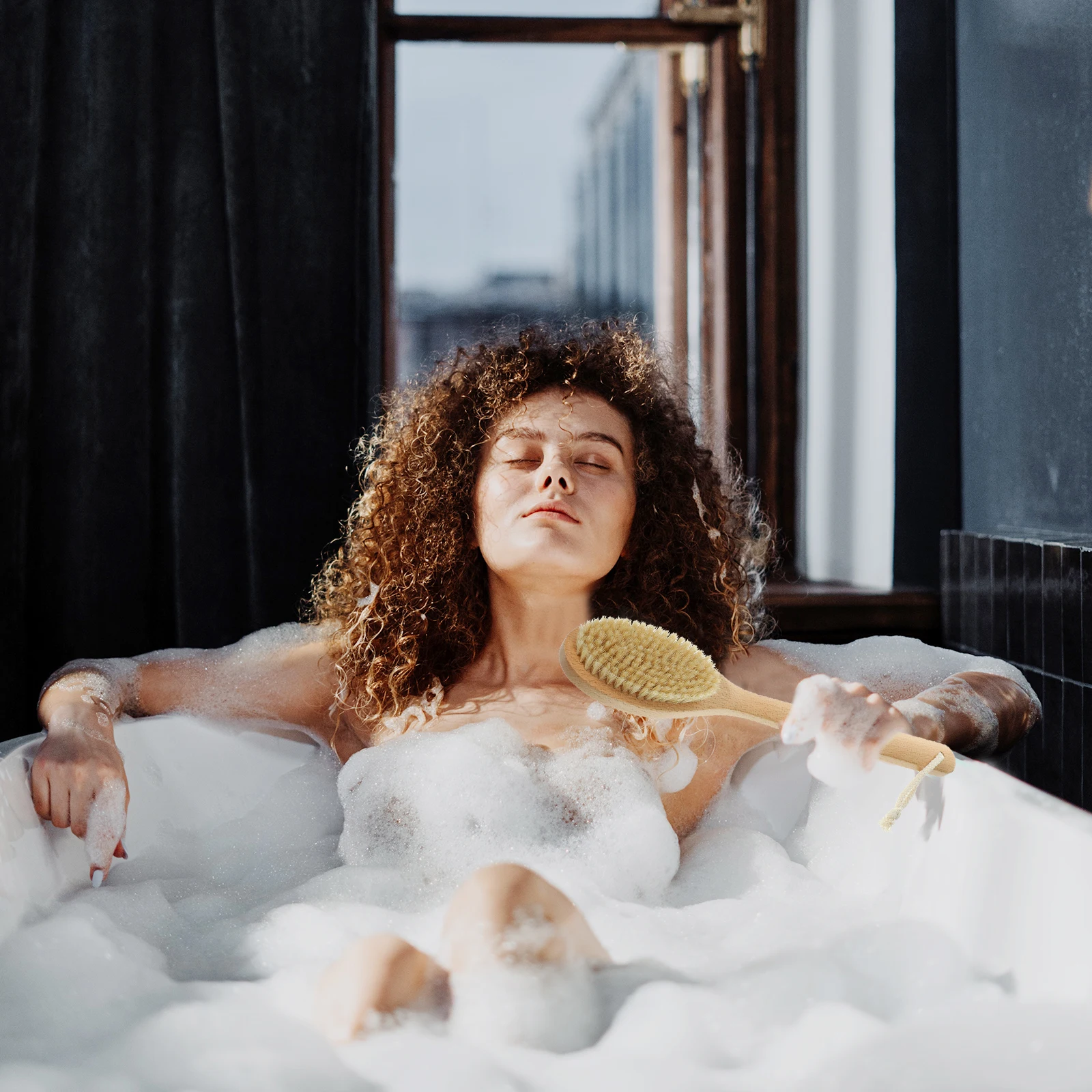 

Щетка для душа со свиной щетиной, скребок для тела с длинной ручкой, инструмент для очистки спины, отшелушивающий инструмент для мужчин и женщин, скребок для купания спины