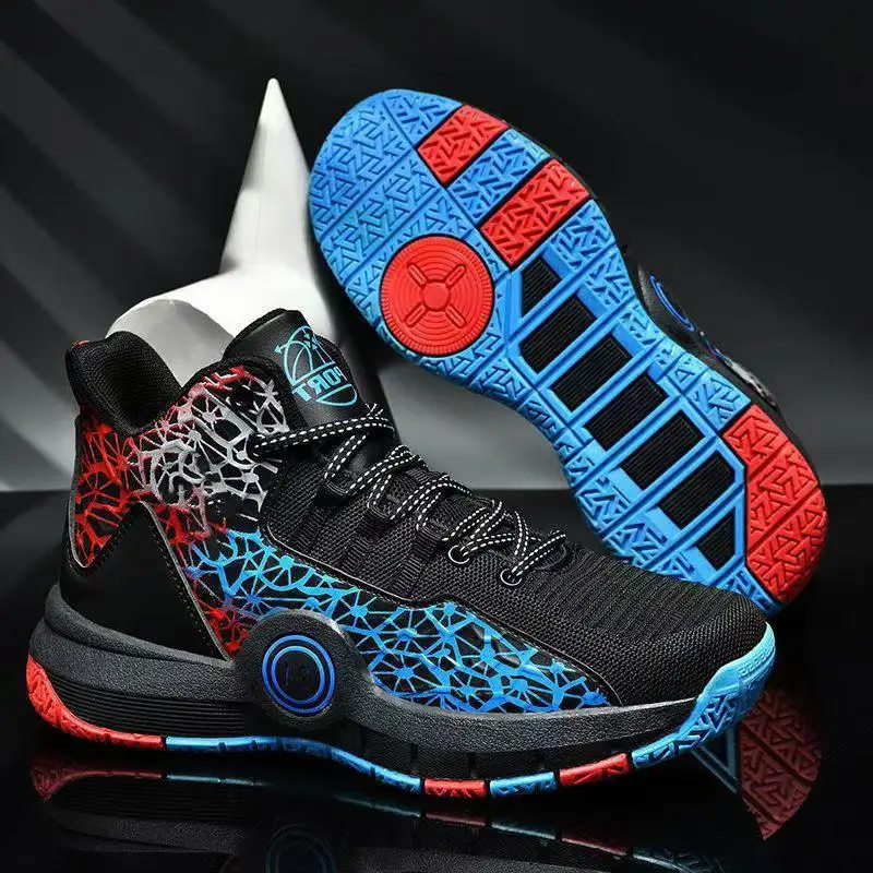 Men's Large Basketball Shoes High Top Fashion Student Sports Outdoor Shoes Comfortable Breathable Air Mesh Low Cut Trainers