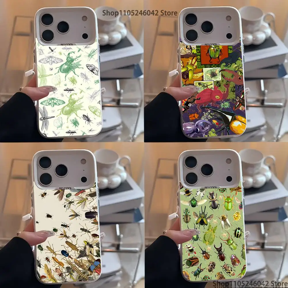 

Insects And Bugs For iPhone 17,16,15,14,13,12,11,Mini,Pro,E,SE4,XS,MAX White Candy Matte Cover
