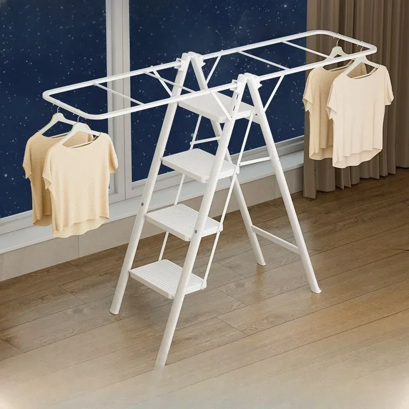 Drying rack ladder Dual purpose thickened indoor drying staircase Multi functional folding zigzag ladder for household use