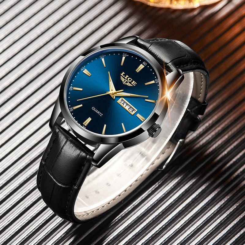 LIGE ساعة نسائية أنيقة جديدة مضيئة مقاوم للماء موضة فاخرة للسيدات ساعة كوارتز جلدية للنساء Relogio Feminino #3