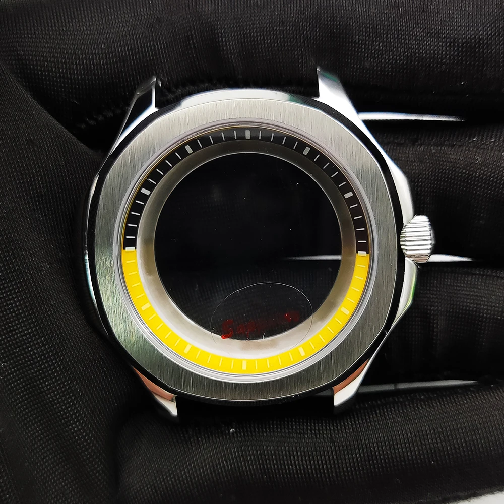 Роскошные часы с модифицированным чехлом NH35 с кольцом-эмблемой, чехол из нержавеющей стали с зеркальным сапфиром, водонепроницаемая ручка с винтом, высокое качество
