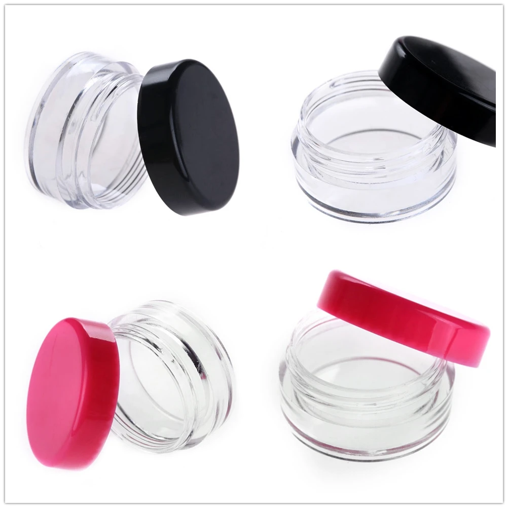 10Pcs 5ml Mini Cosmetic Portable Empty Cream Jar Pot Eyeshadow Makeup Cosmetic Container Plastic Bottle Black Rose Red Beauty