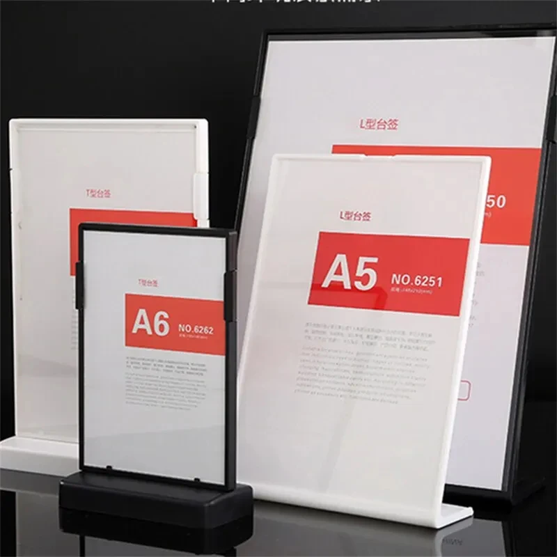 A5 Acrylic Double-sided Platform Sign L-shaped Clear Menu Price Card Sign Holder Conferences Events Ad Frame Photo Frame Desktop