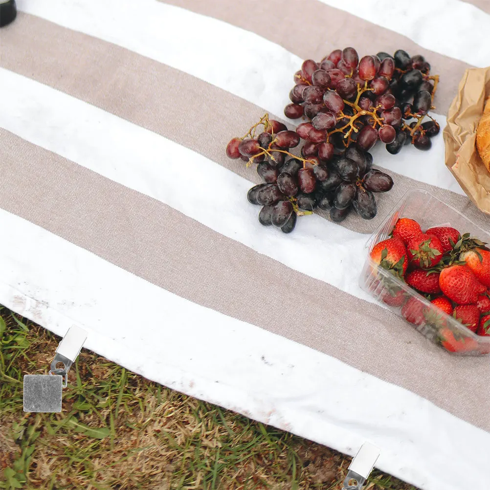 

8 Pcs Marble Pendant Decorative Tablecloth Clips Picnic Weights for Outdoor Curtains Iron Metal Cover