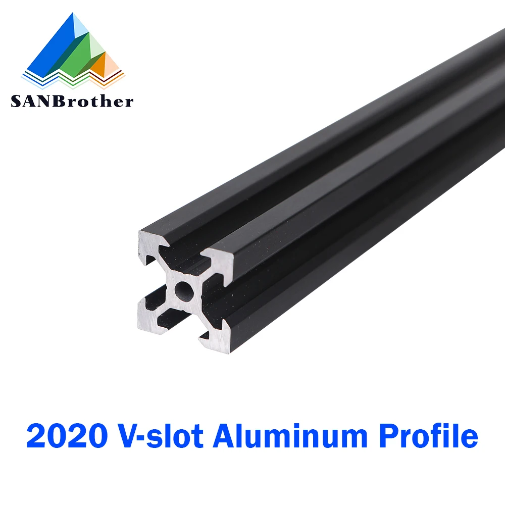 Black 100-800mm 2020 V-Slot Aluminum Profile Extrusion Frame for CNC Laser Engraving Machine 3D Printer Camera Slider Furniture