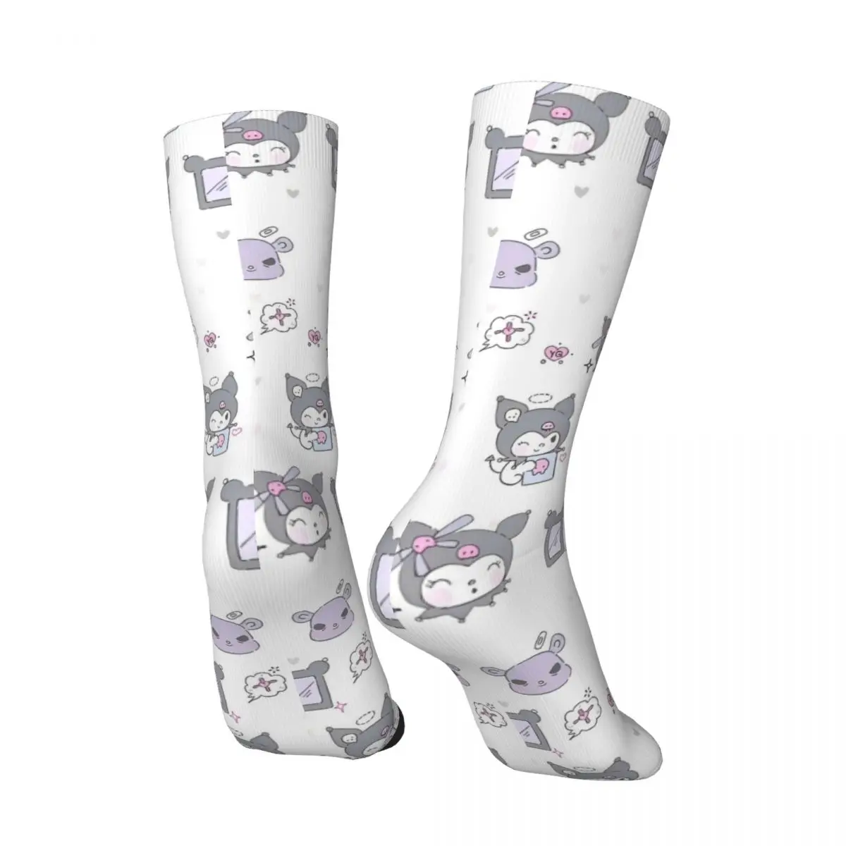 Kuromi-Calcetines antideslizantes para hombre, medias casuales, medias suaves, medias medianas para exteriores, gráfico de primavera