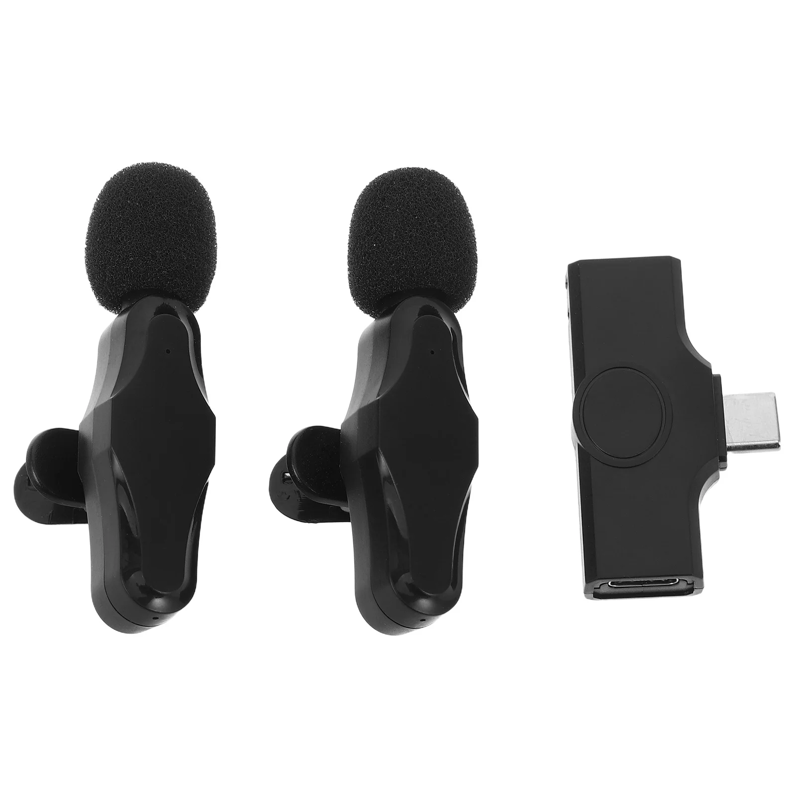 1 conjunto de sistema de microfone de lapela sem fio, microfone de lapela tipo para câmera de smartphone, transmissão ao vivo, vlogging, podcasting