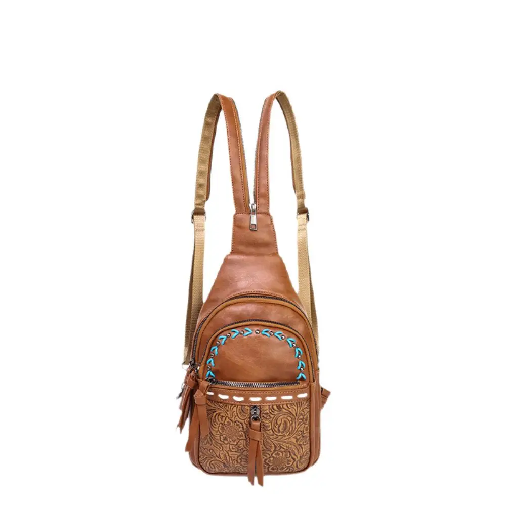2-Way Wear Convertible Backpack Purse Zipper Closure Adjustable Shoulder Straps Sling Backpack Print Pattern Western Backpack