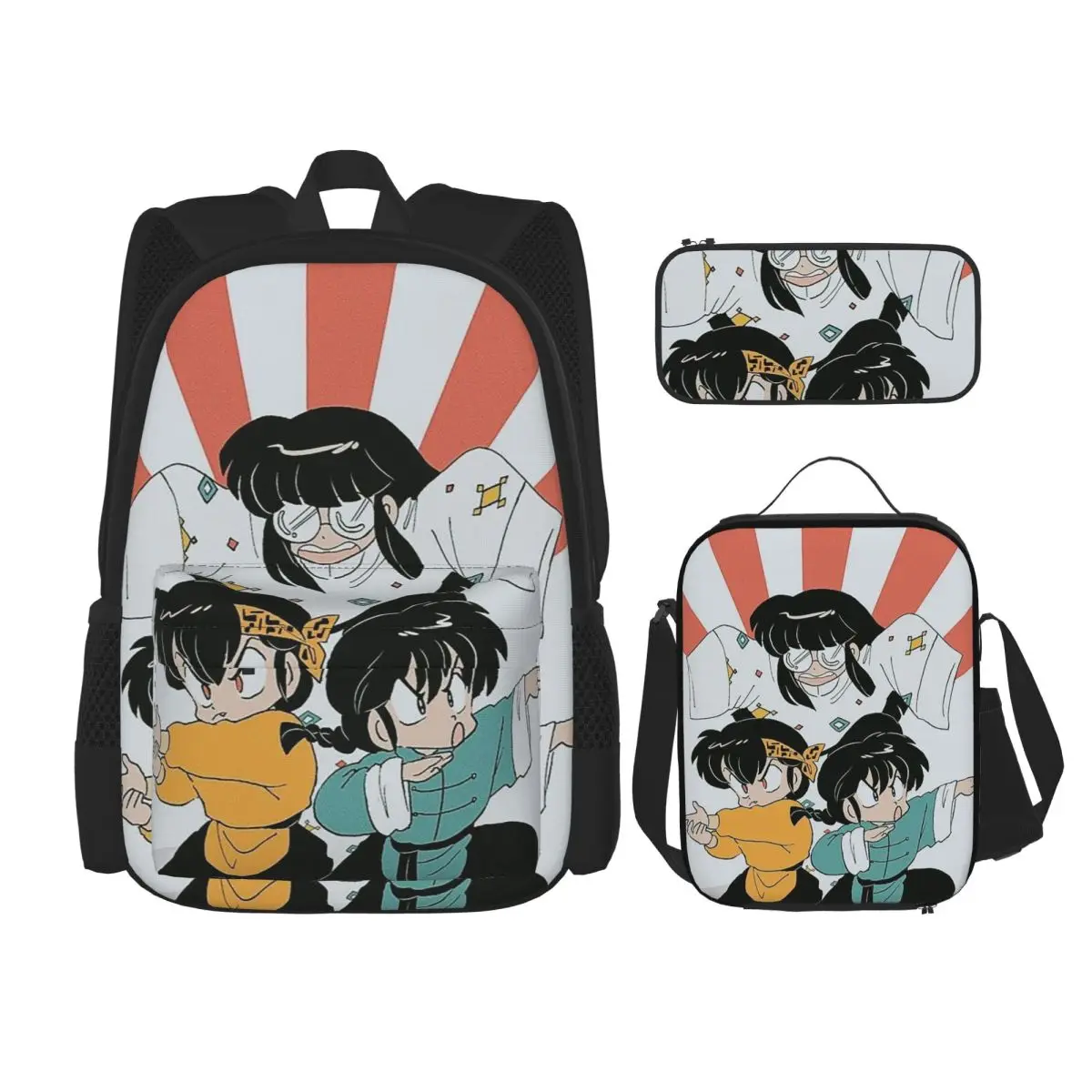 

Ranma Saotome Pig Girls P Chan Backpacks Boys Girls Bookbag Students School Bags Kids Rucksack Lunch Bag Pen Bag Three-Piece Set