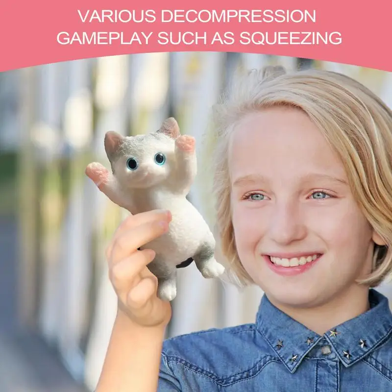 Soft Stress Relief Stretchy Doll Squeeze Toy Raise Hands Cat Fidget Toy For Kids Interactive Sensory Toys Lightweight