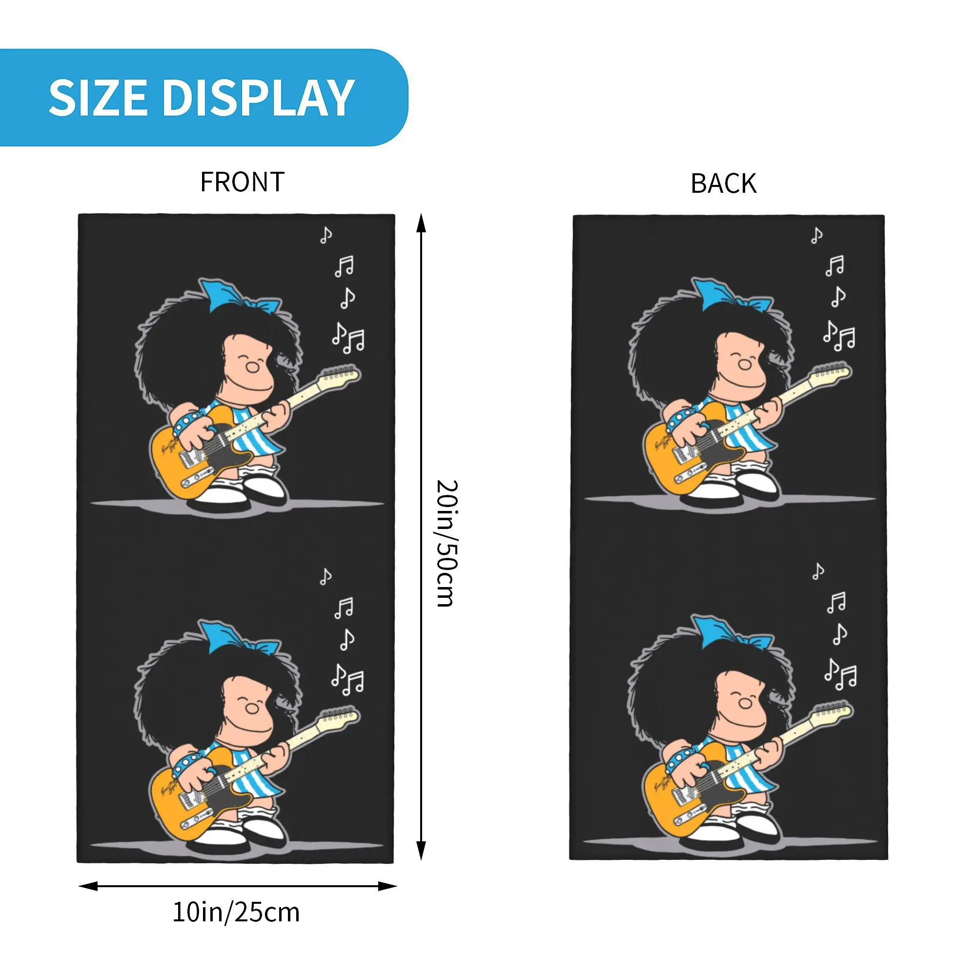 Custom Mafalda Quino Comics Neck Gaiter Women Men UV Protection Winter Classic Cartoon Manga Bandana Scarf for Ski