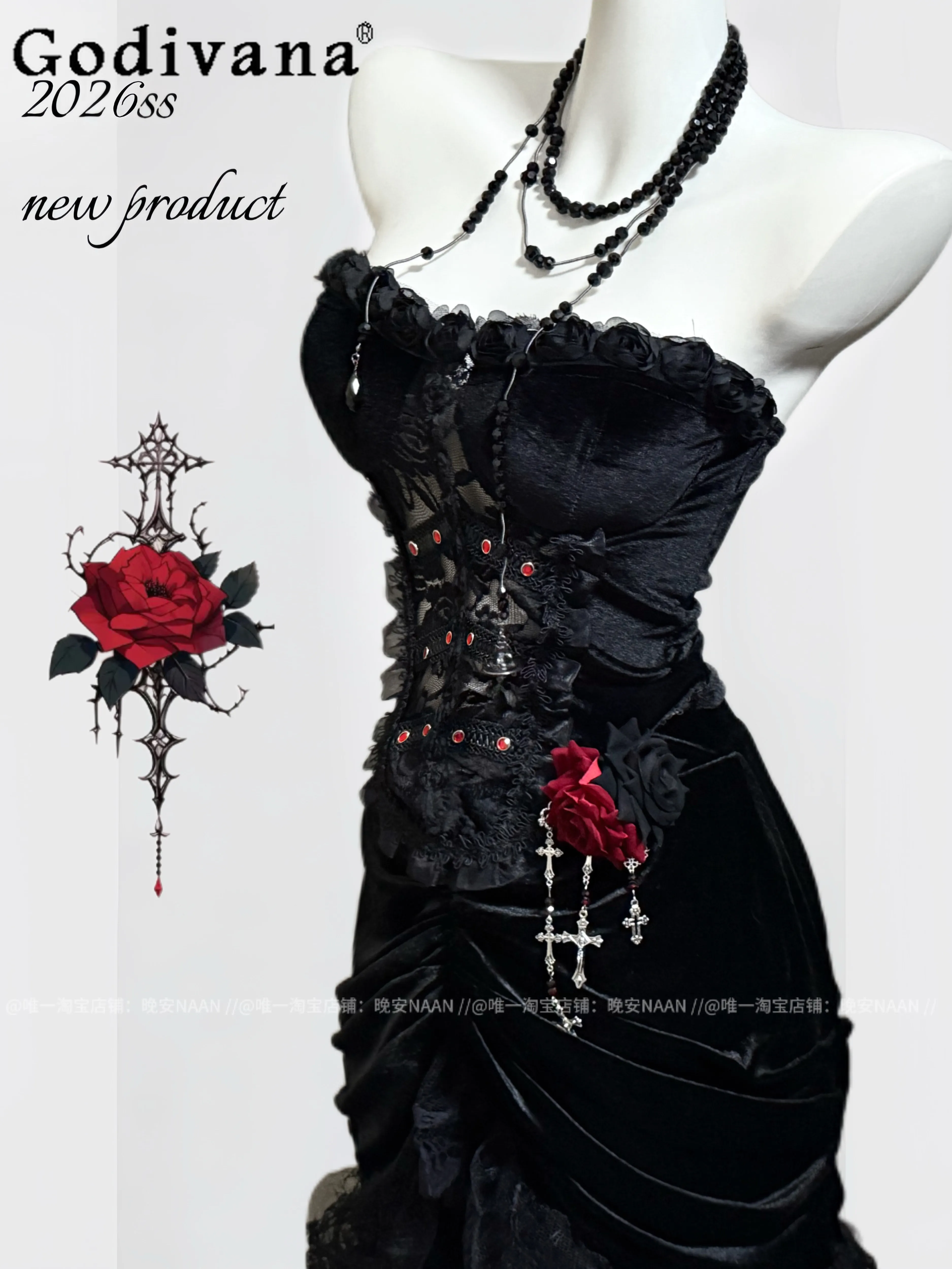 

Original Gothic Dark Lace Tube Top Skirt Outfit Subculture Spring Summer Women's Clothing Ladies Sweet Cool Fashion Hip Skirts