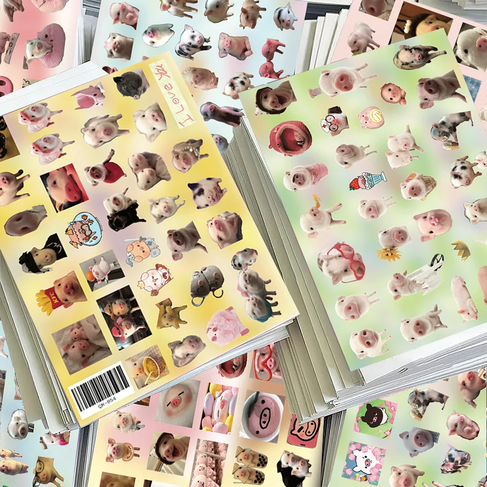 

8Pcs Cute Pig Stickers kawaii cartoon scrapbook journal Creative Fresh Kawaii Healing Decals Packing Material for DIY Gift Wrap