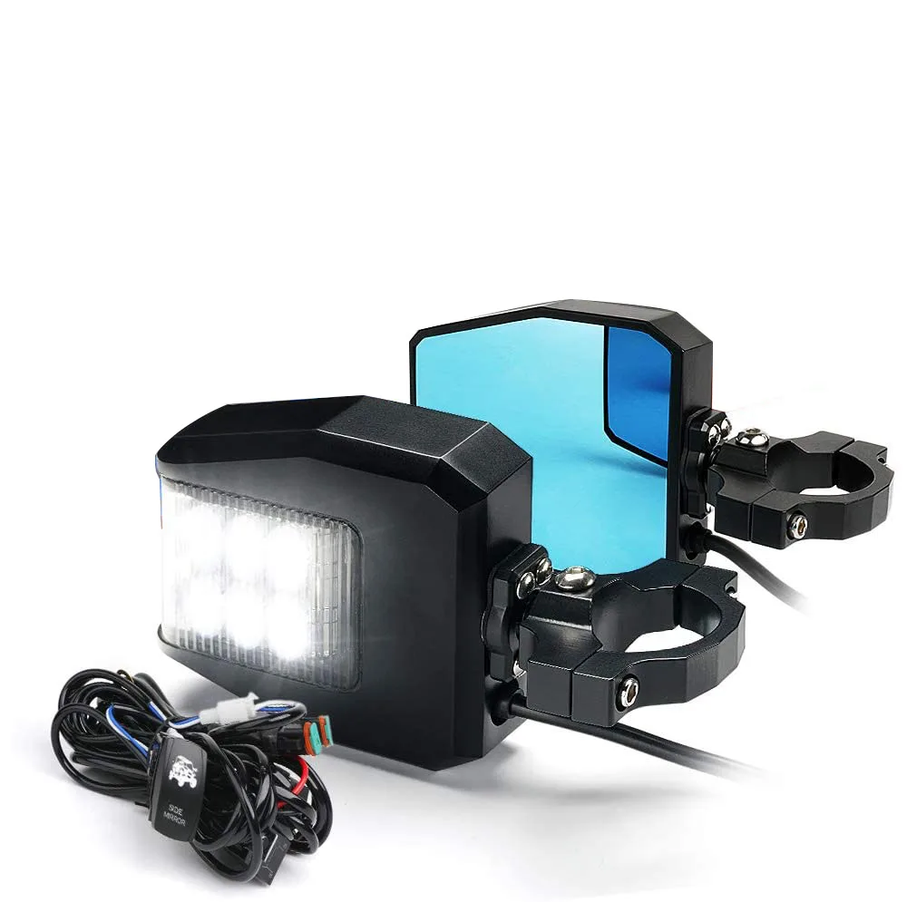 N2- Speed UTV Side Mirror with 45w LED Additional Accessories & Blue-Anti Glare Design for UTV Speed UTV/Can-am/Polaris etc.