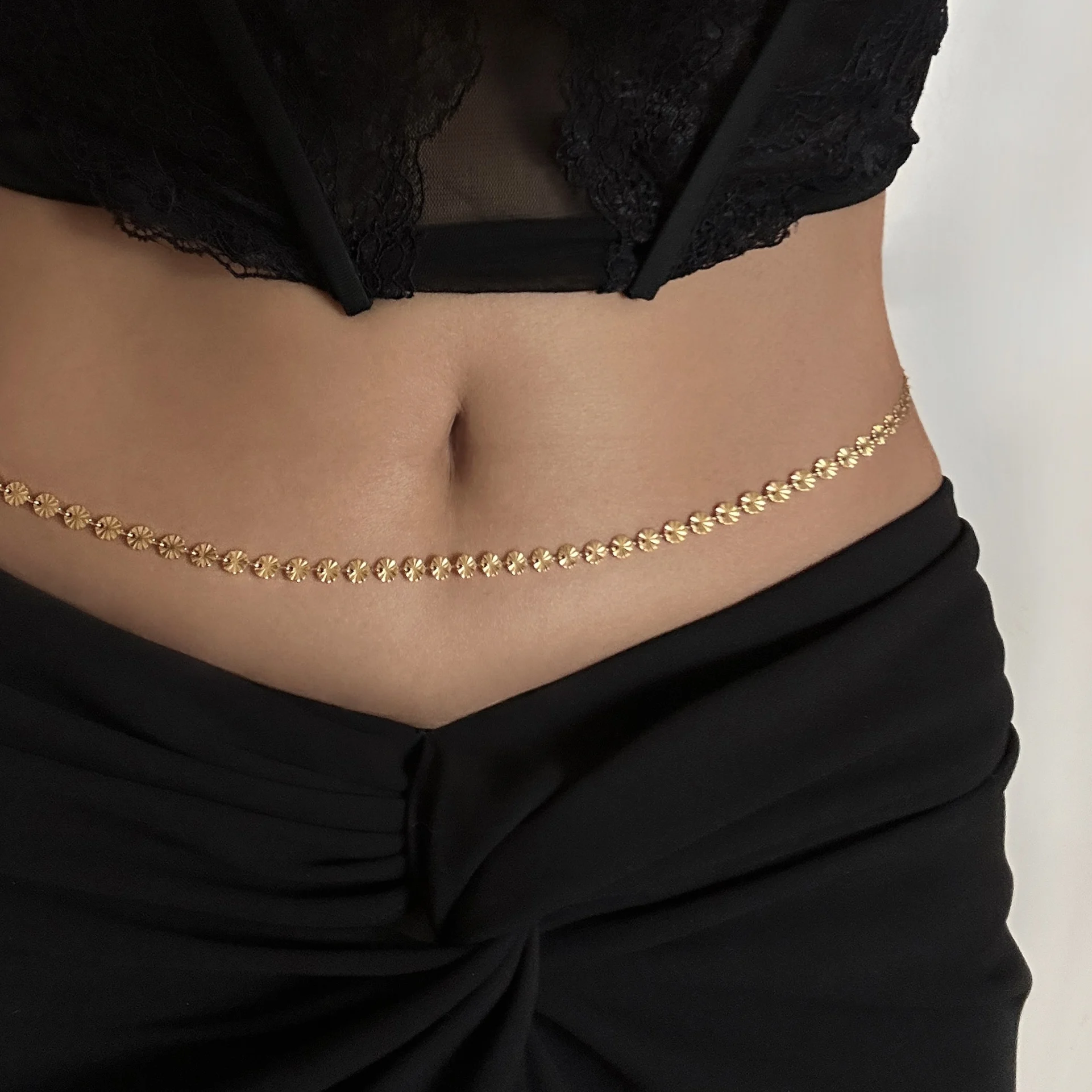 

DASEIN Summer New Hawaiian Palm Leaf Waist Belly Chain 18k Pvd Gold Plated Stainless Steel Body Jewelry for Women