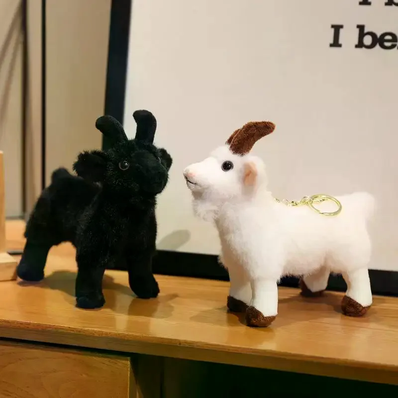 

Кукла-игрушка, мягкая стоячая, реалистичная, милая, 1 шт., мягкая игрушка-коза, подвеска, плюшевые игрушки, мини-животное, крутой брелок для ключей, украшение для сумок