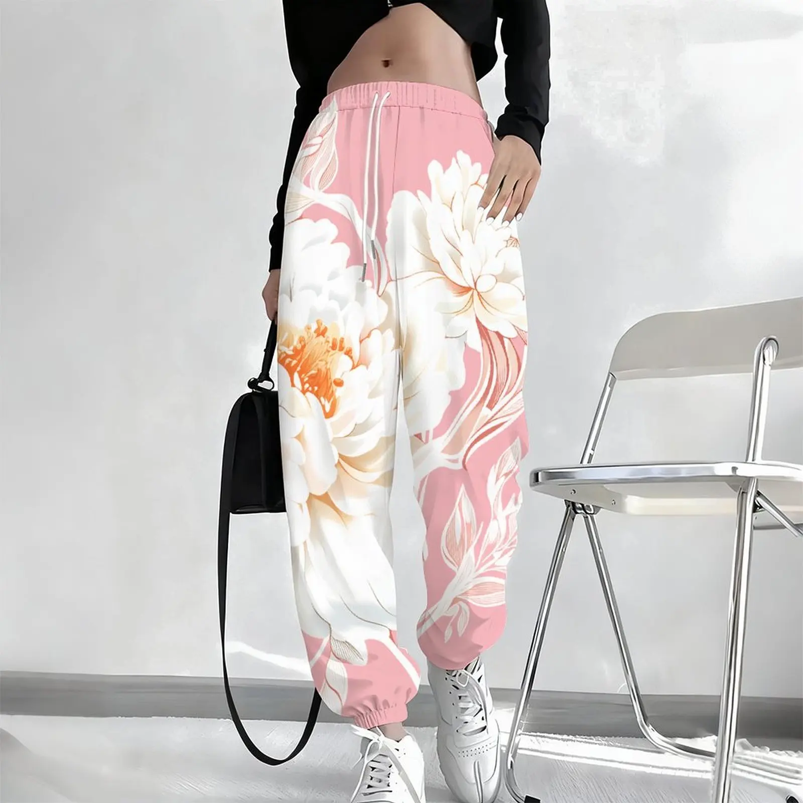 Women's Fashion Drawstring Jogging Pants Winter Daily Casual Yoga Pants  Autumn Printed Sportswear Pants Pocket Trousers