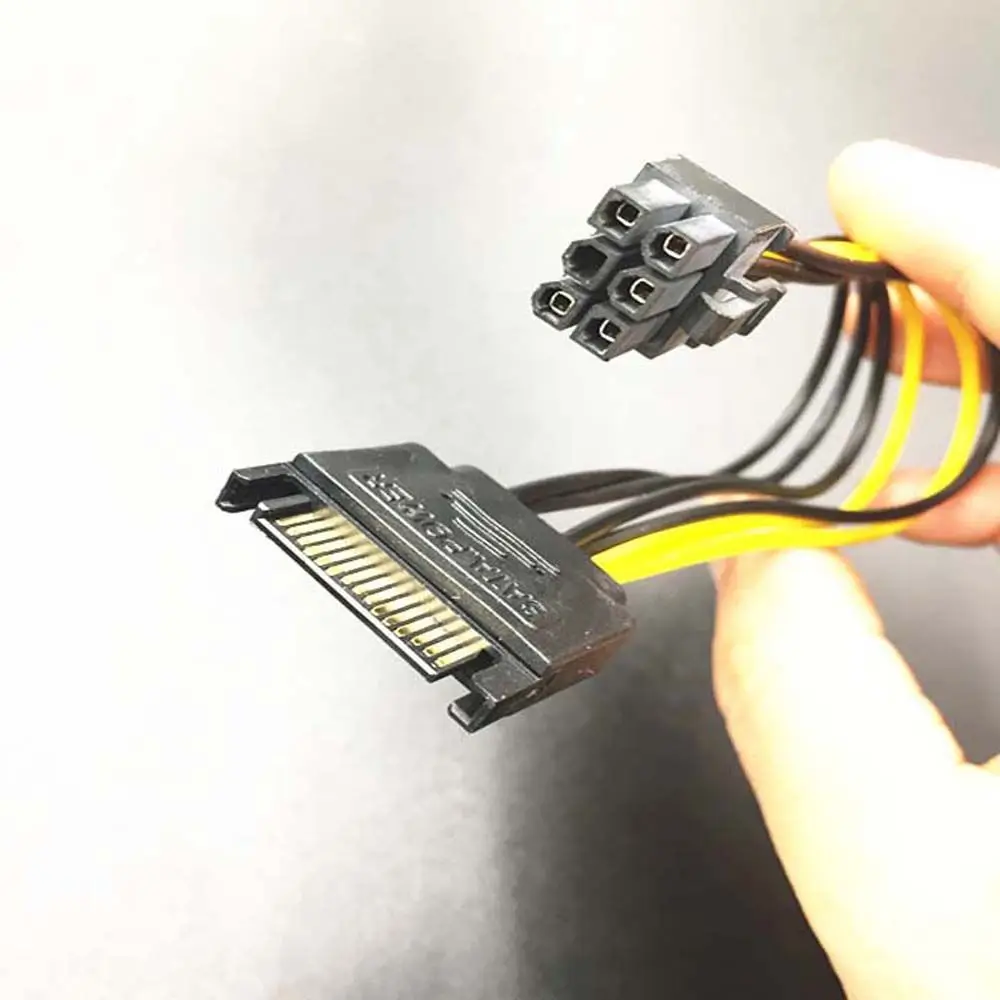 Cabo divisor de energia de 15 pinos a 6 pinos, cabo de alimentação gráfico, placa de vídeo, cabo adaptador sata, cabo de alimentação sata