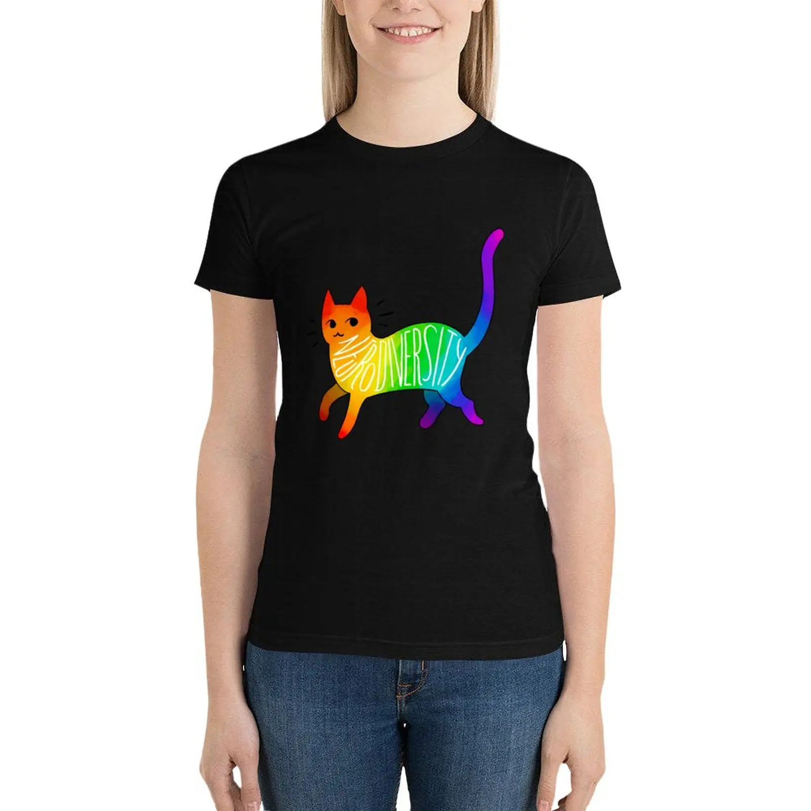 

Neurodiversity Cat T-Shirt funny shirts graphic tees female Blouse spring clothes Women 2024