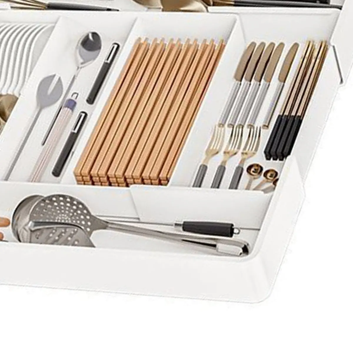

New Supplies Versatile Adjustable Plastic Organizer Set - ,Large Capacity for Desk, Drawer, Coffee Bar, Kitchen &