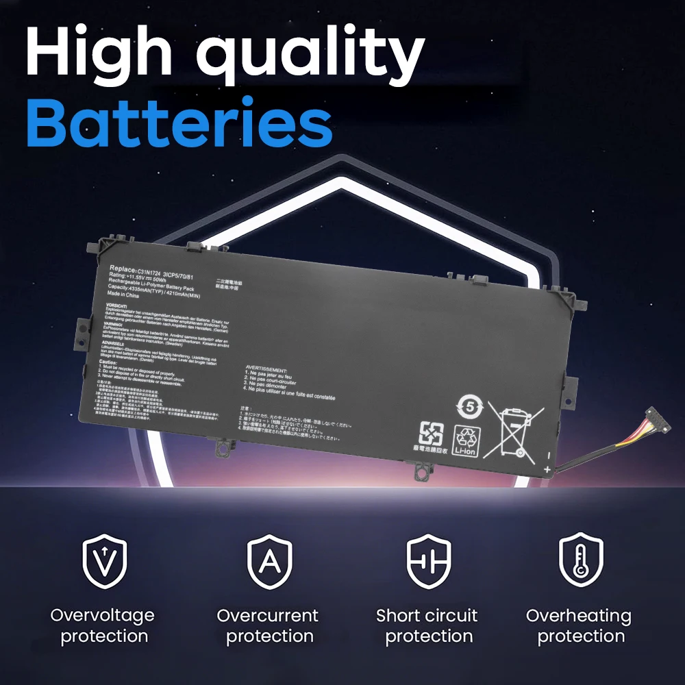 BGBT C31N1724 Laptop Battery for ASUS ZenBook 13 UX331FAL UX331UAL UX331 Series 11.55V 50Wh Replacement Rechargeable Battery