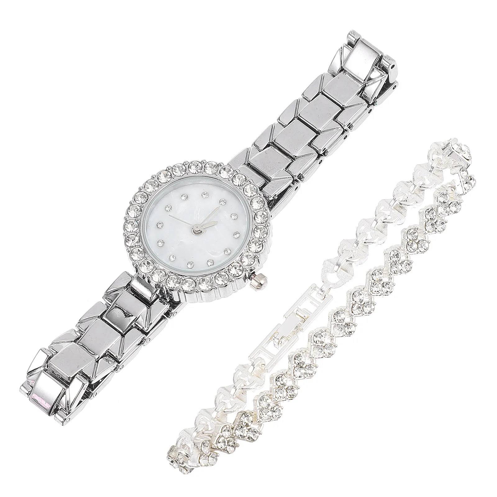 1Set Diamond Lady Watch Bracelet Set Luxury Gift Wristwatch Bangle Elegant Combinations for Women Watch Bracelet Set