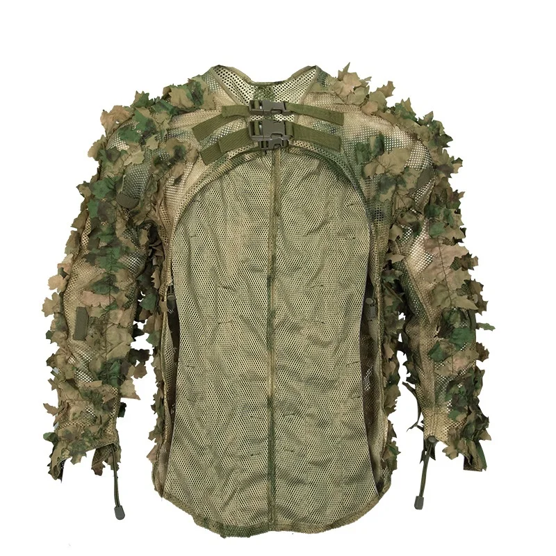 Tute Ghillie tattiche da caccia all'aperto Campo da cecchino Combattimento Airsoft Camo Abbigliamento Mantello Giacca leggera e traspirante per orologio da uccello