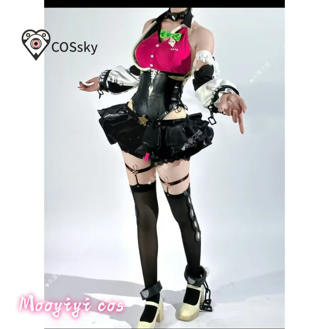 

ZZZ Cissia Cosplay Costume Halloween Christmas Women's sexy leather jumpsuit skirt socks props Game Zenless Zone Zero Cissia