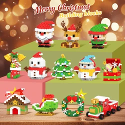 DIY Christmas Building Block Snowman Elk Santa Claus Model Micro Brick Building Block Xmas Tree Decoration Children Toy Gift