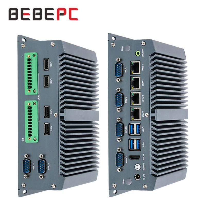 Intel Core I5-10210U Industrial Mini PC with 4xUSB3.0 4xUSB2.0 4xI211 LAN 6xDB9 COM Support DDR4 M.2 NVME 4G LTE Linux Computer