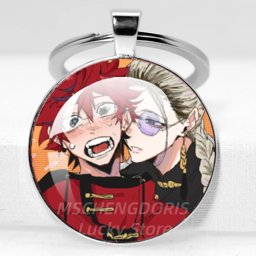 Manga Gokurakugai Keychain Cartoon Glass 25MM Pendant Keychains Jewelry Accessories Fans Collect Friends Gifts MS013