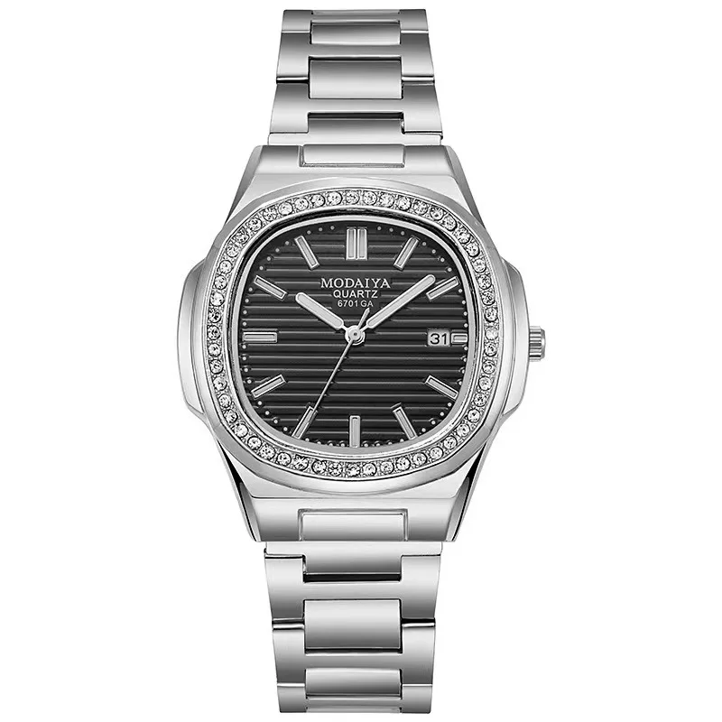 新しいファッション女性腕時計カレンダー男性クォーツ時計ローズゴールド高級女性腕時計レロジオフェミニーノシンプルな腕時計時計時間