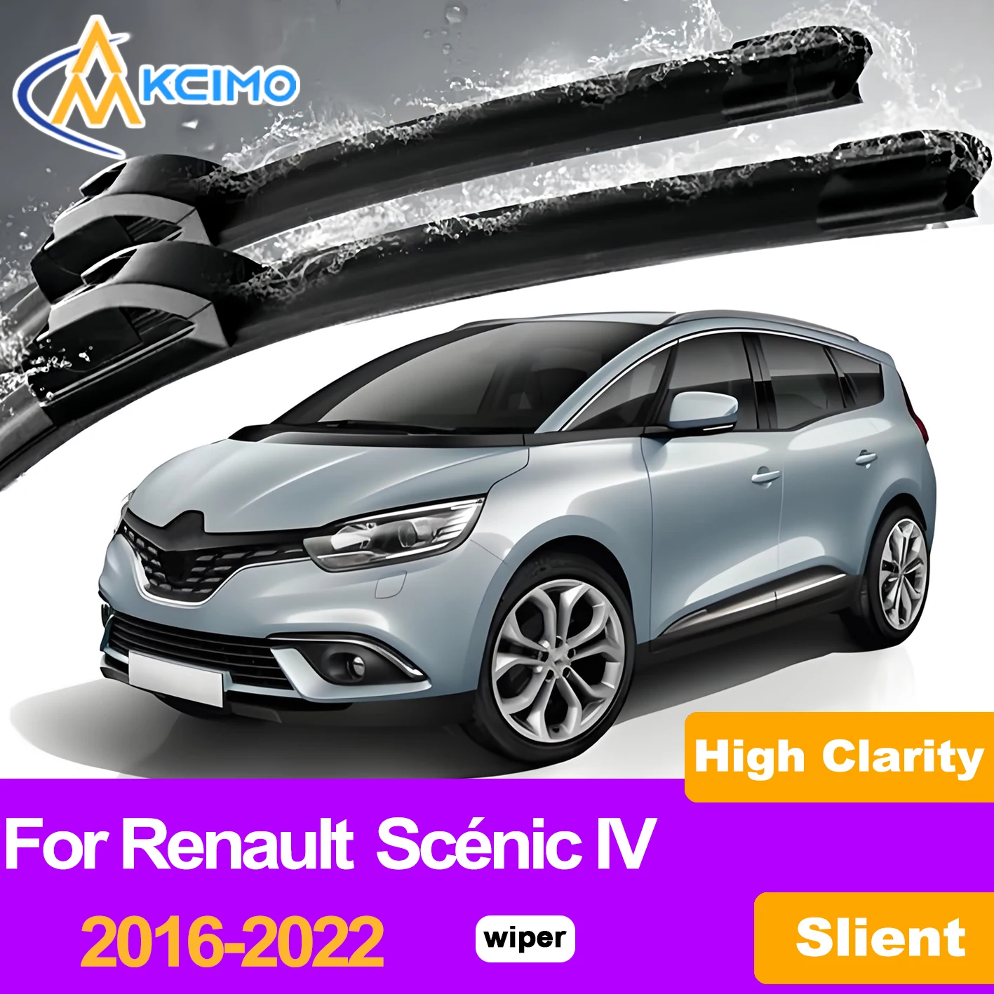 

Kcimo 2PCS Premium Front Windshield Wiper Blades For Renault Scénic IV 2016–2022, Exact Fit Car Accessories Easy Installation