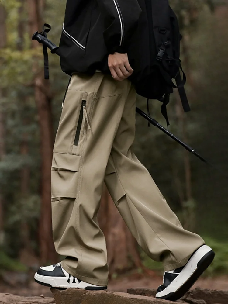 

Мужские брюки для активного отдыха цвета хаки, весна-осень, новинка, американский стиль, складной дизайн, модная рабочая одежда, свободные прямые брюки