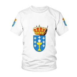 Galicia (Spain) National Flag Pattern Same Style T-shirt For Men Hot New Summer Women Short-sleeved T-shirt Top Shirt Children3D