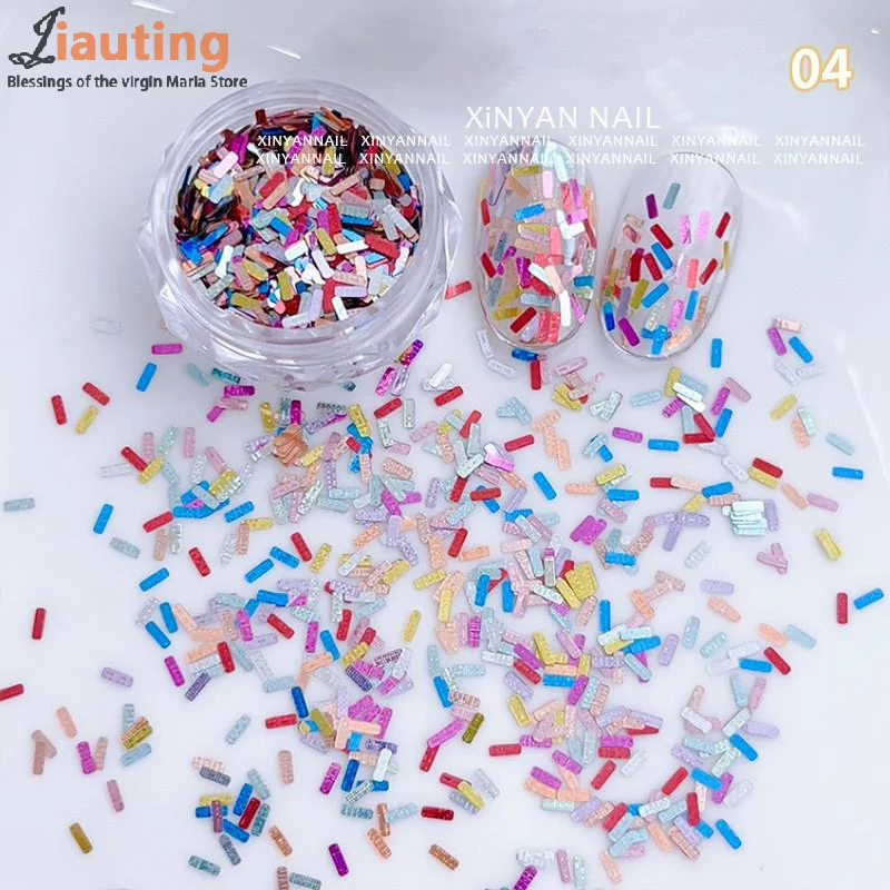 1jar Colorful Iridescent Laser Nail Glitter Decoration Mixed Colors Sequin Flakes Manicure Accessories DIY Nail Art Design