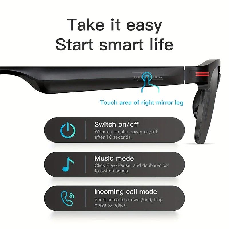 XIAOMI GS200 Smart Glasses Bluetooth Headset Audio Listening Built-in Mic Bluetooth Call Rechargeable Outdoor Driving Sunglasses