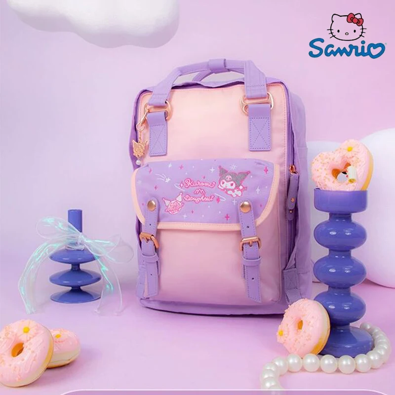 Sanrio Students Cute Doughnut Donut Co Branded Cartoon L Kuromi Lightweight Computer Bag Girls\' Travel Large Schoo Capacity Bags