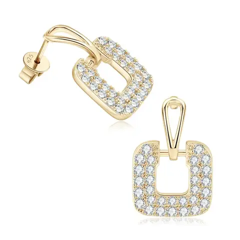 모든 Moissanite 스터드 여성용 골드 스퀘어 귀걸이 오리지널 S925 스털링 실버 여성을위한 새로운 패션 귀걸이
