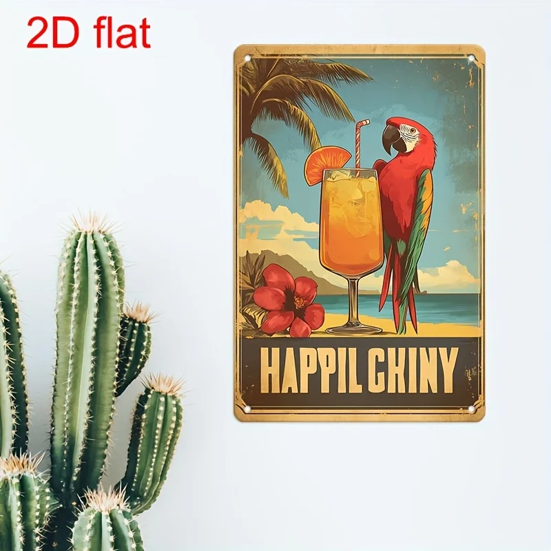 - Vintage Parrot Drink Metal Sign - 