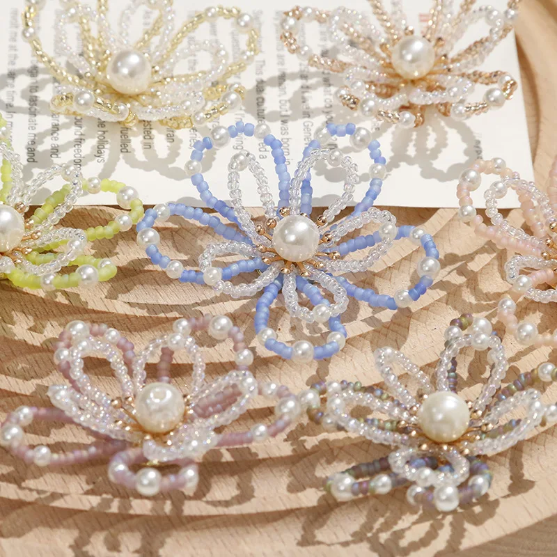 Retro Pearl Crystal Flower Shoe Charms 1 Piece Handmade Beaded DIY Clips for Clogs Sandals Summer Lightweight Non Slip