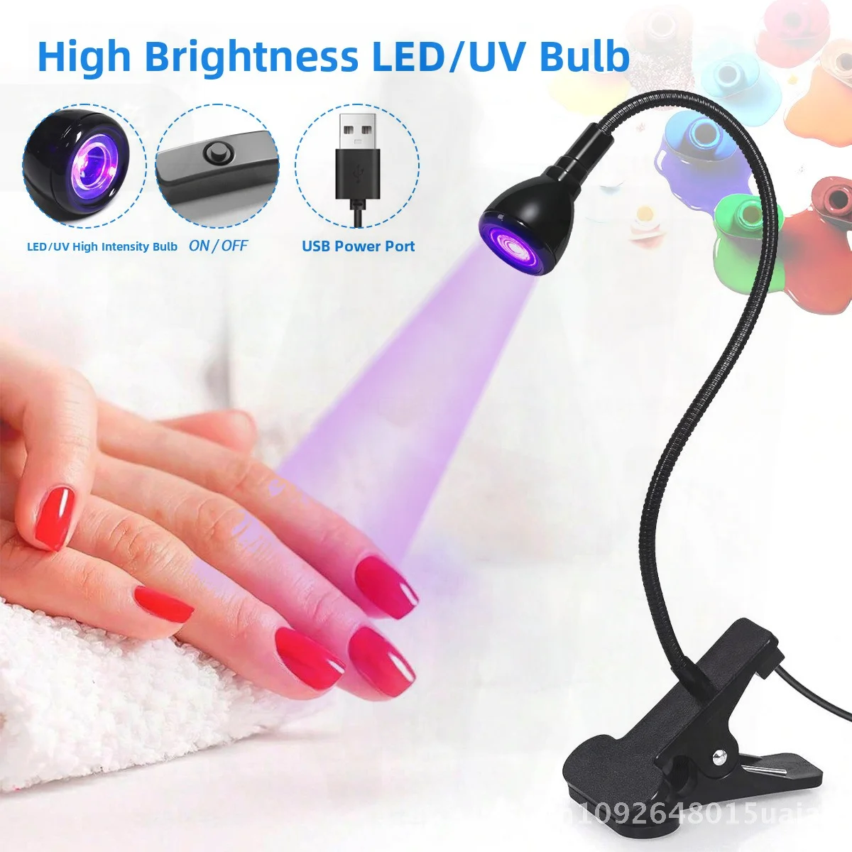 Krachtige LED-nagellamp UV-uithardende USB Desktop Fototherapie UV-nagelbaklamp voor nagelreparatie en schoonheid - Wit / Zwart