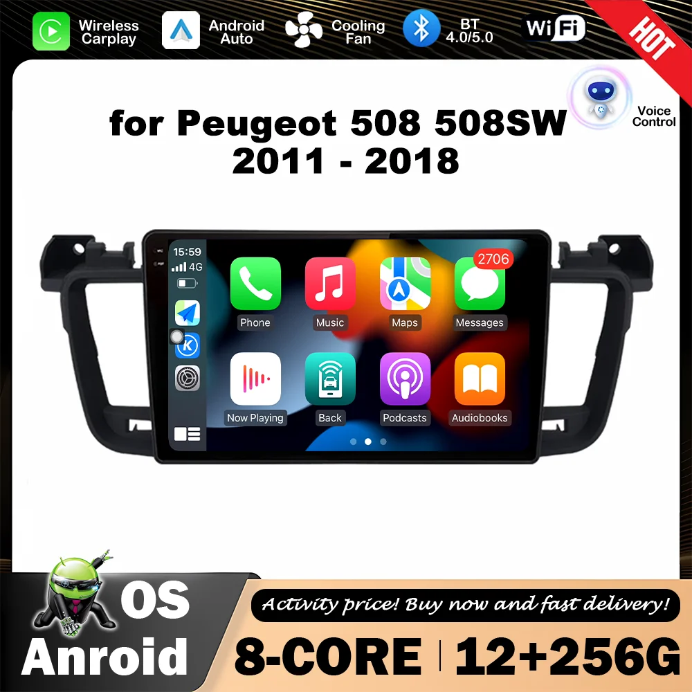 

9 '' HD Screen Android OS Bluetooth WiFi Car Multimedia Video Player 4G for Peugeot 508 508SW 2011 - 2018 GPS Navigation