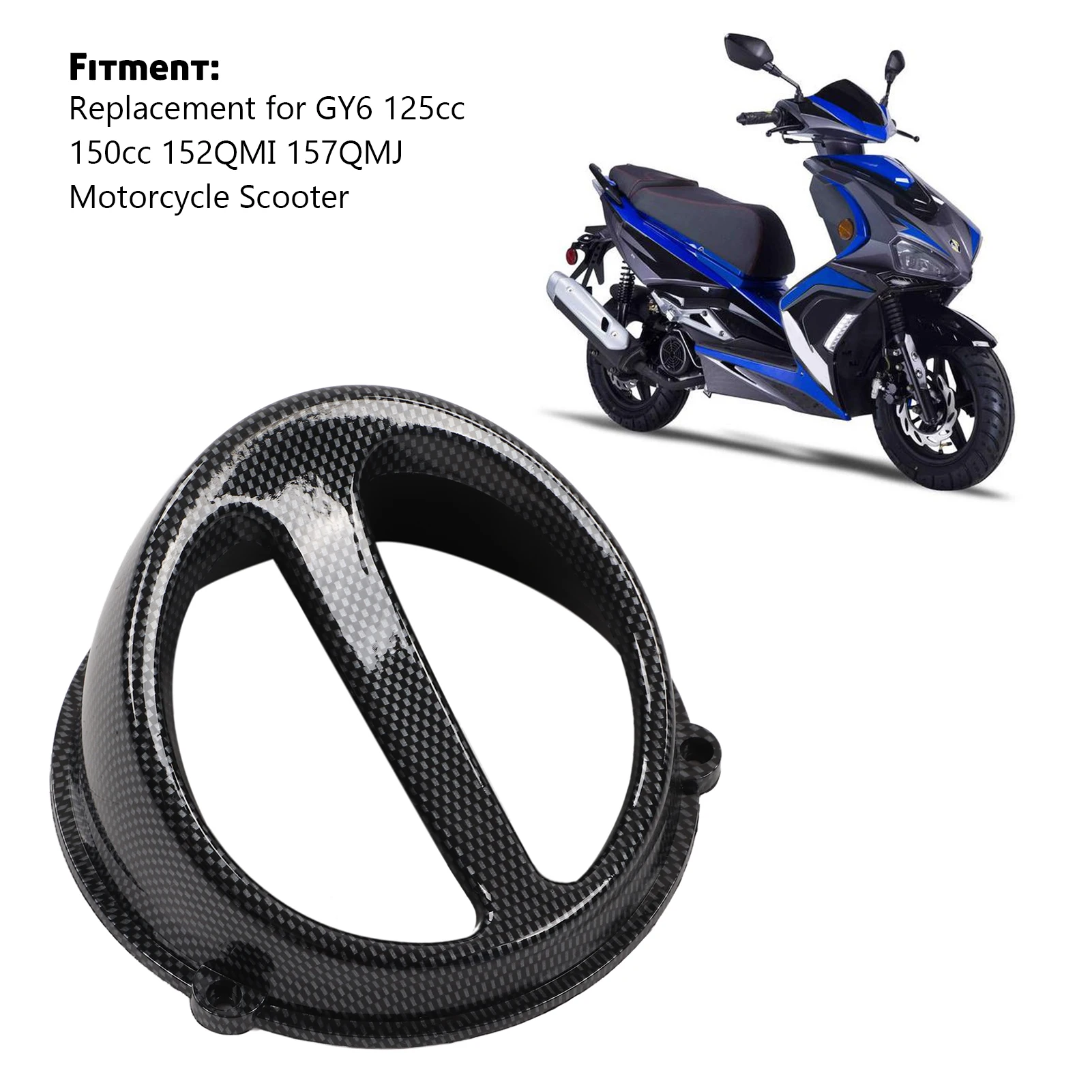 Motorcycle Air Scoop Cover Motorcycle Engine Cooling Fan Cover Carbon   Replacement for GY6 125cc 150cc 152QMI 157QMJ