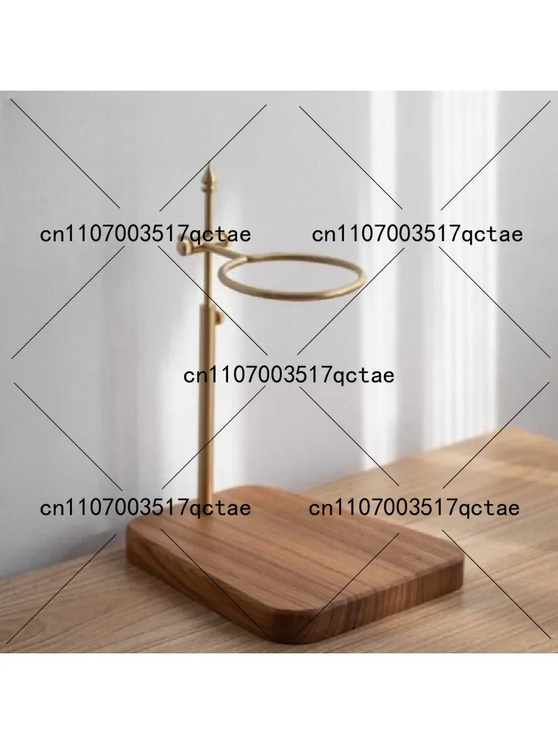 

Hand Brewed Coffee Filter Holder | Walnut Base, Brass Retro Adjustable Filter Cup Stand