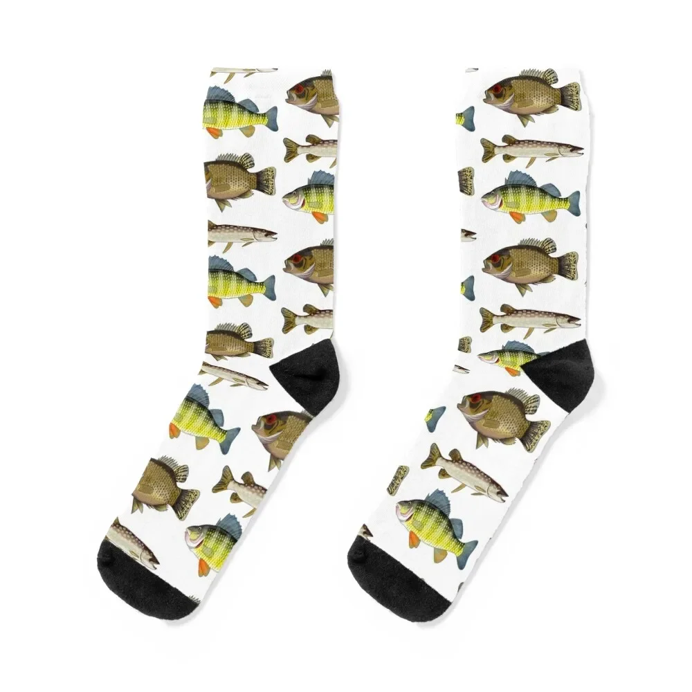 

Lake Fish Trio Socks hockey Sports Hiking boots Designer Man Socks Women's